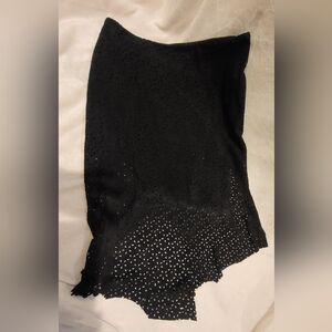 Black Leather Eyelet Skirt